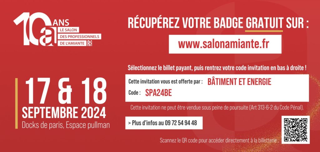 2 places gratuites Salon des Professionnels de l'Amiante 2024